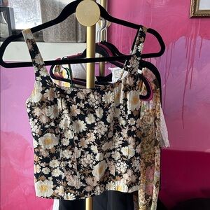 Abercrombie corset Floral Black and Cream Women's Top